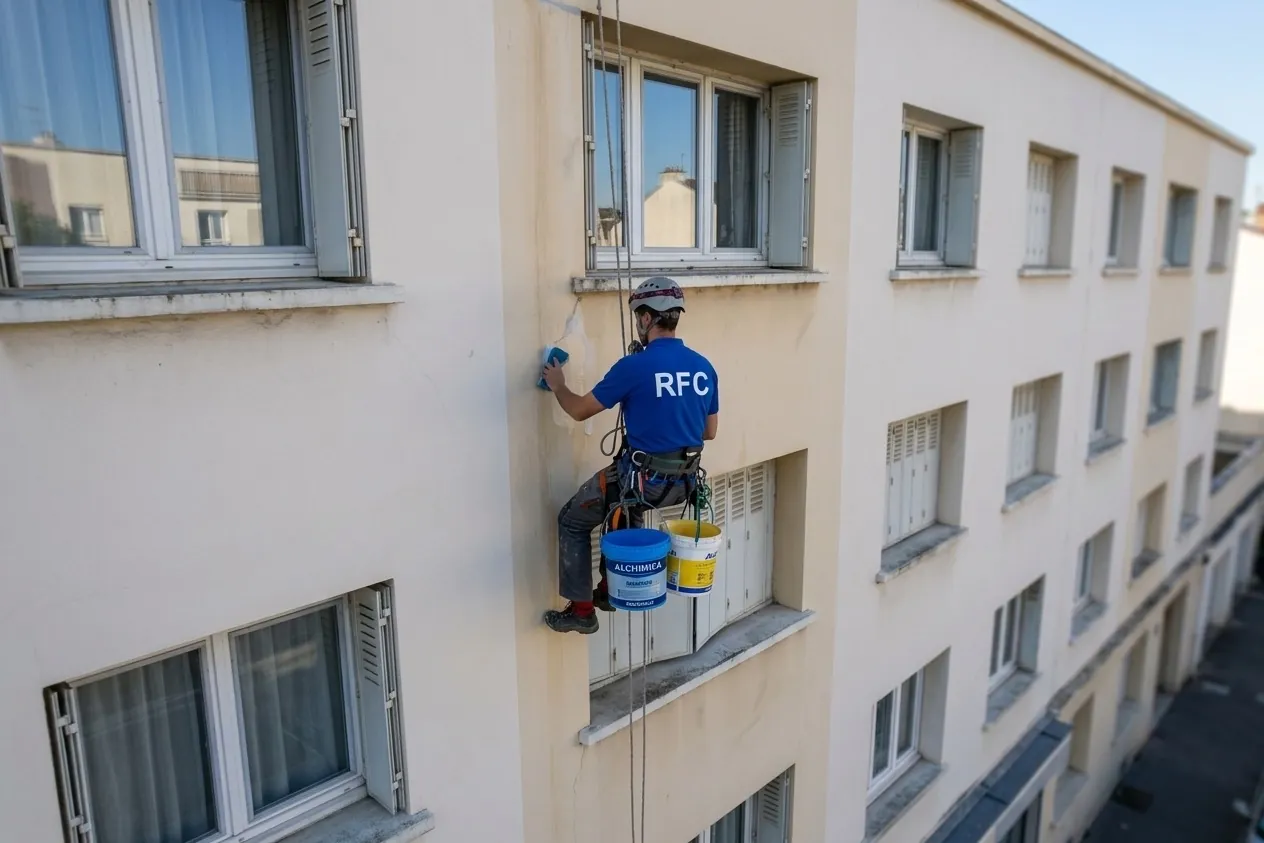 Pourquoi confier votre façade à un spécialiste par typologie Technicien Ravalement Façade Caen à la perche télescopique